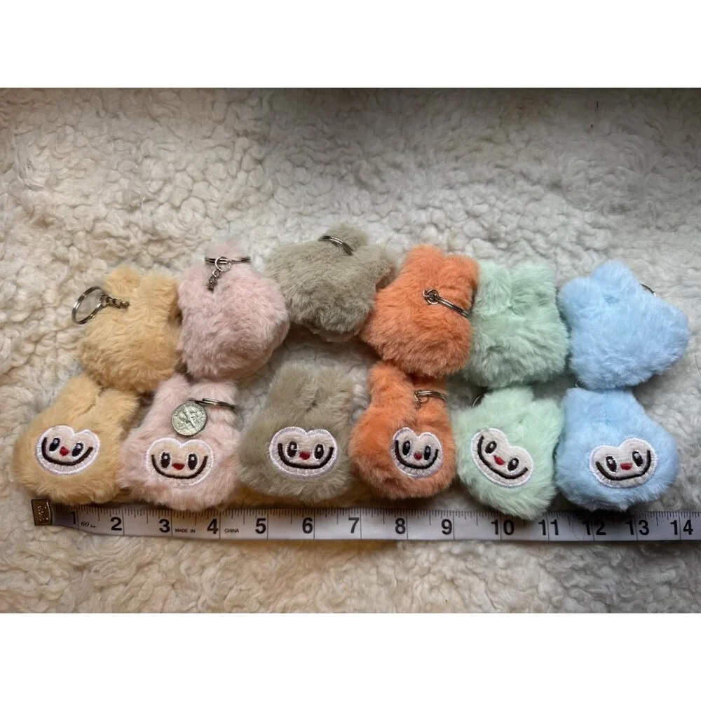 Cute Plush Furry Monster Keychain Bag Charm 3 x 2.5 NEW